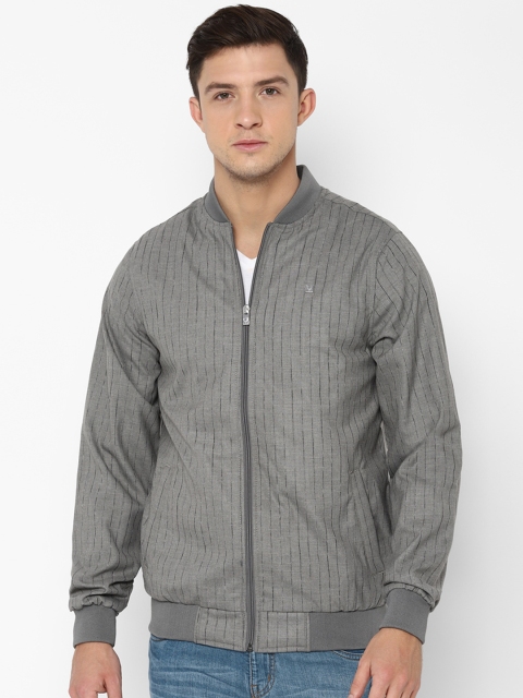 

Allen Solly Men Grey Striped Bomber Jacket