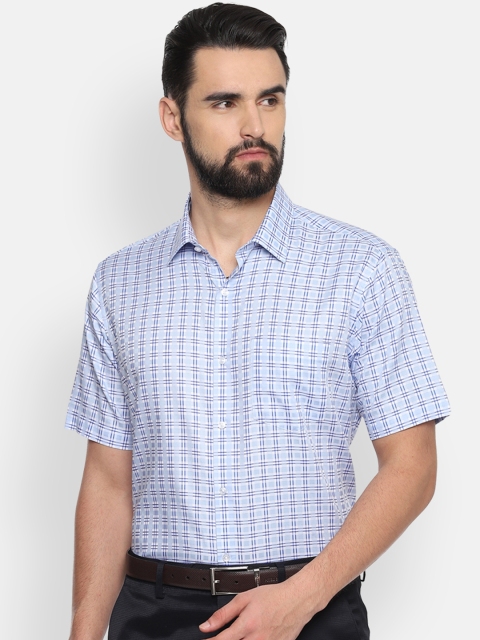 

Van Heusen Men Blue Regular Fit Checked Formal Shirt