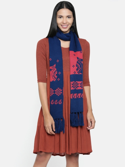 

Chumbak Navy Blue Self Design Scarf