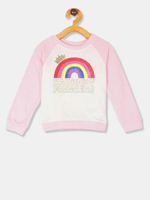 

The Childrens Place Girls White & Pink Printed Sweatshirt