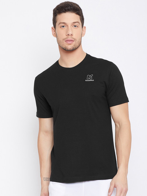 

KROSSSTITCH Men Black Solid Round Neck T-shirt