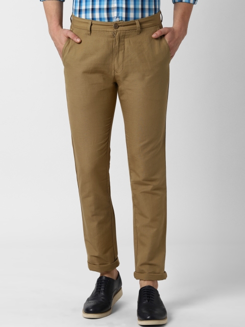 

Peter England Casuals Men Khaki Slim Fit Solid Regular Trousers
