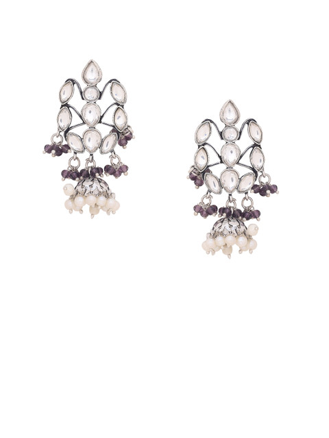 

Silvermerc Designs Silver-Plated & White Contemporary Drop Earrings