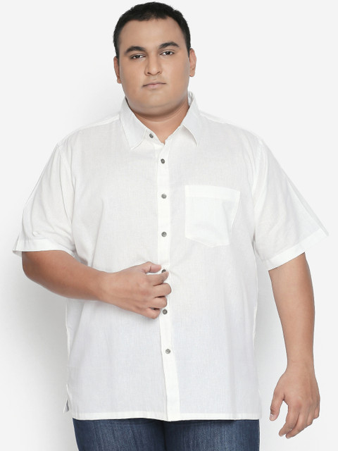 

Vivids India Men White Comfort Regular Fit Cotton Linen Solid Casual Shirt