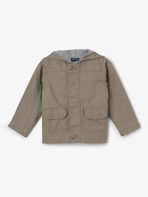 

Juniors by Lifestyle Boys Khaki Coloured Solid Hooded Tailored Jacket
