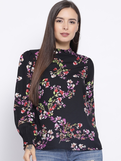 

Oxolloxo Women Black Floral Printed Top