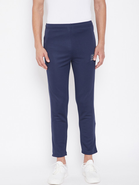 

KROSSSTITCH Men Navy Blue Self-Design Slim-Fit Track Pants