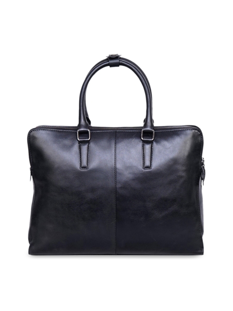 

Justanned Men Black Solid Leather Laptop Bag