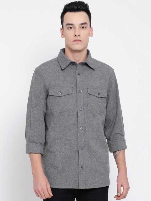

Oxolloxo Men Grey Regular Fit Self Design Casual Shirt