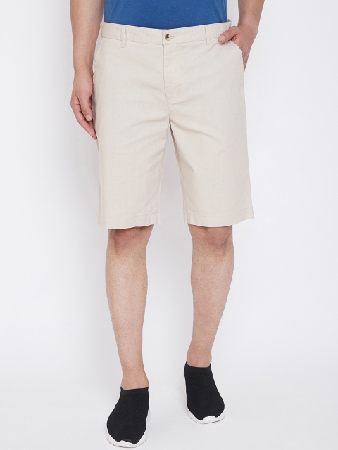 

KROSSSTITCH Men Cream-Coloured Solid Slim Fit Chino Shorts