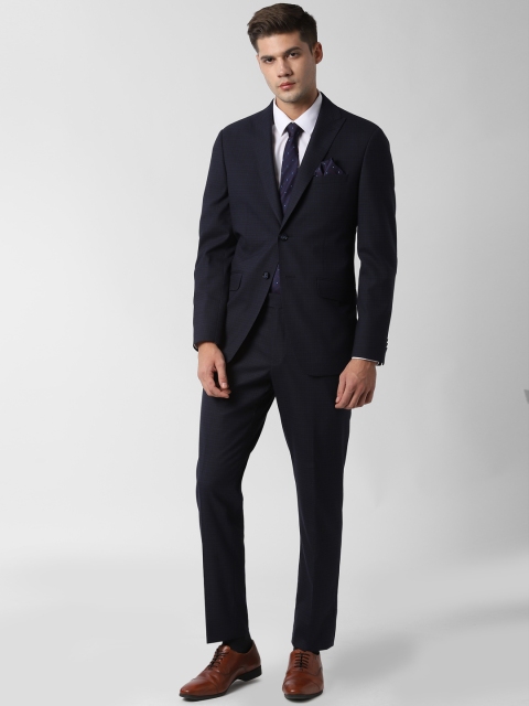 

Peter England Men Navy Blue Checked Single-Breasted Slim-Fit Formal Suit