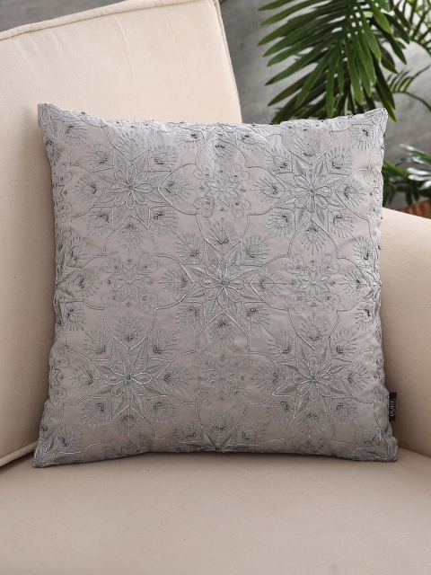

Pure Home and Living Silver-Toned Single Embellished Square Cushion Cover