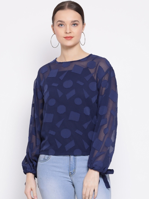

Oxolloxo Women Navy Blue Printed Top