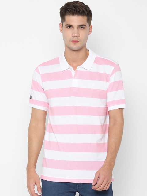 

Allen Solly Sport Men Pink Striped Polo Collar T-shirt