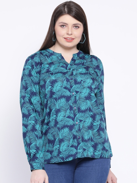 

Oxolloxo Women Blue Regular Fit Printed Casual Shirt