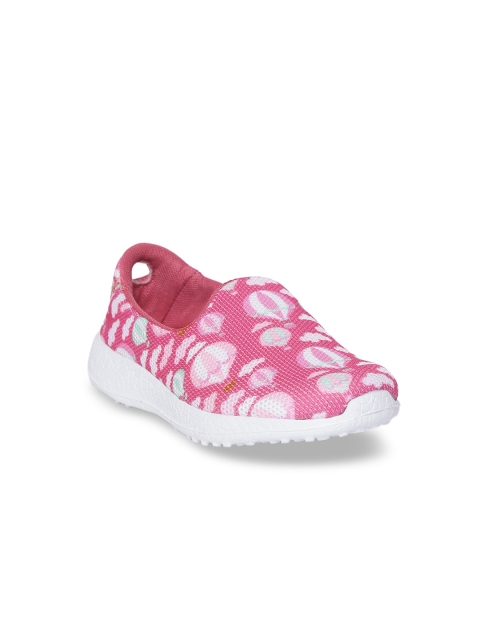 

KazarMax Kids Pink & White Printed Slip-On Mesh Sneakers
