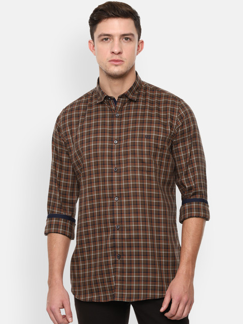 

Van Heusen Sport Men Brown & White Slim Fit Checked Casual Shirt