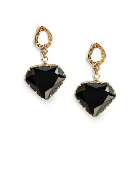 

Foxy Sperks Black & Gold-Plated Heart Shaped Drop Earrings
