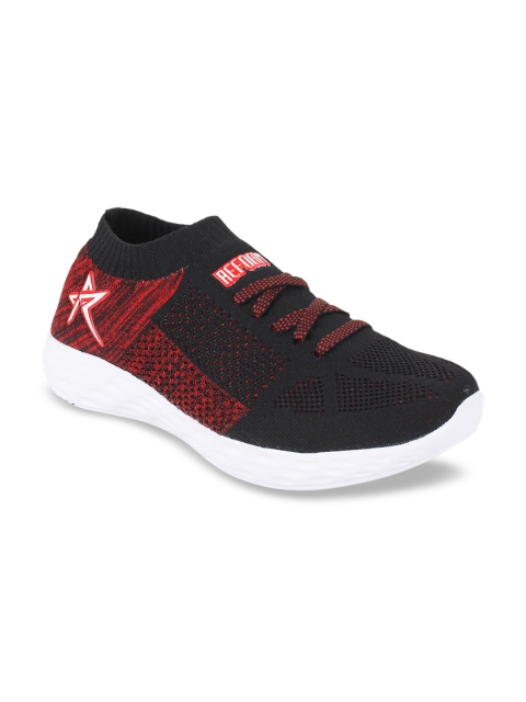 

REFOAM Men Black & Red Mesh FLYKNIT Running Shoes
