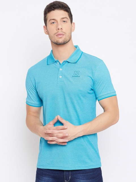 

KROSSSTITCH Men Blue Solid Polo Collar T-shirt