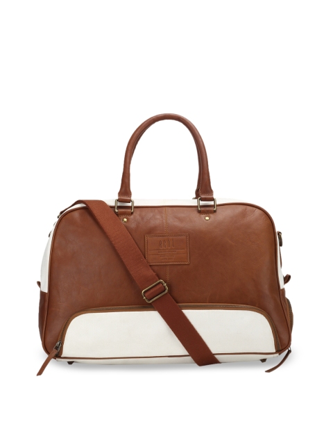 

ECHT Unisex Brown & White Colourblocked Duffel Bag