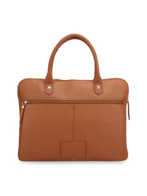 

echt Unisex Tan Brown Solid Genuine Leather Laptop Sleeve
