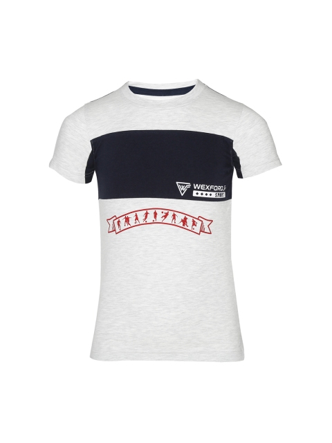

HELLCAT Boys Grey & Navy Blue Colourblocked Round Neck T-shirt