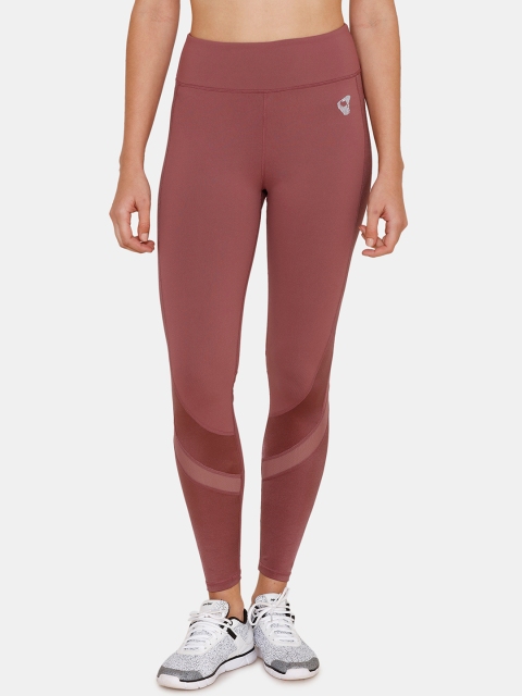 

Zelocity Women Brown Skinny-Fit Tights With Side & Mesh Panel
