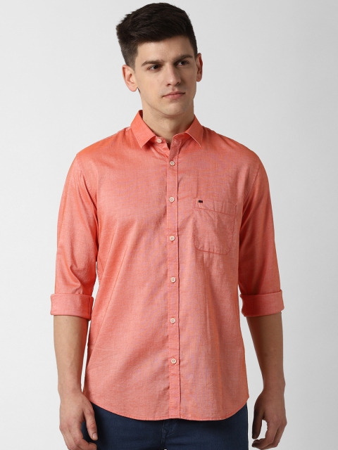 

Peter England Casuals Men Peach-Coloured Slim Fit Solid Casual Shirt