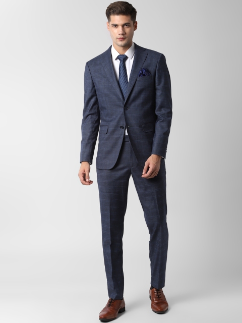 

Peter England Men Navy Blue Checked Single-breasted Slim-Fit Formal Suit