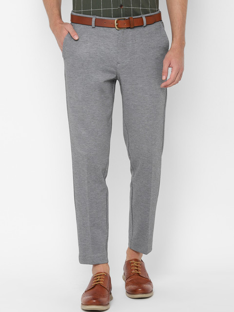 

Allen Solly Men Grey Slim Fit Solid Cropped Regular Trousers