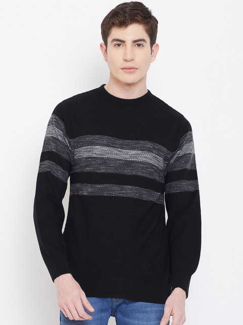 

Okane Men Black Striped Pullover Sweater