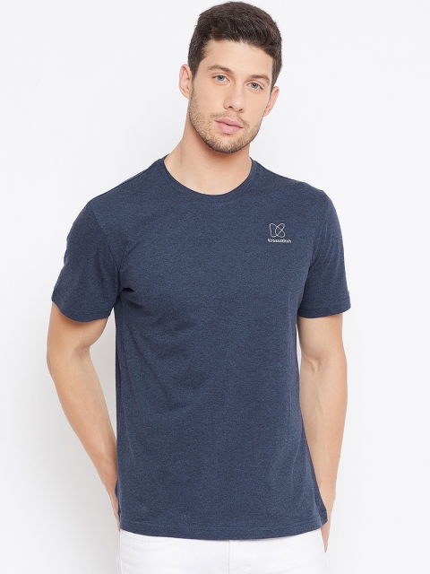 

KROSSSTITCH Men Navy Blue Solid Round Neck T-shirt