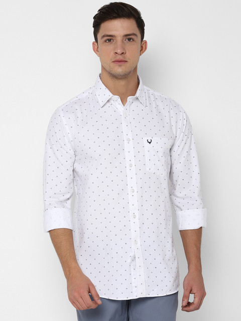 

Allen Solly Men White Slim Fit Printed Semiformal Shirt
