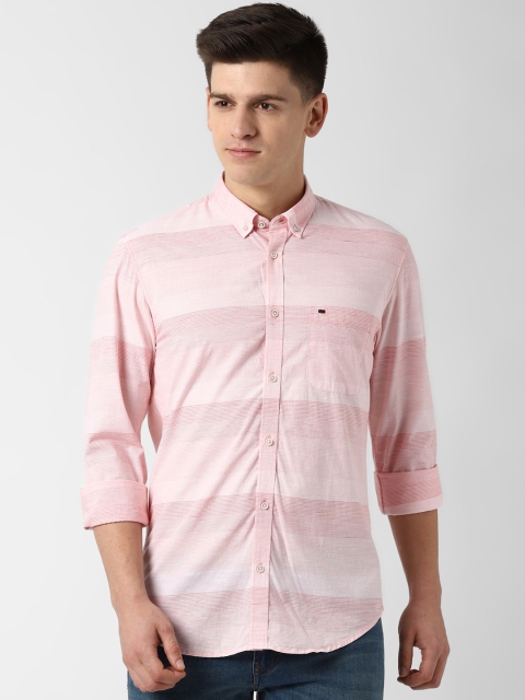 

Peter England Casuals Men Pink Slim Fit Striped Casual Shirt