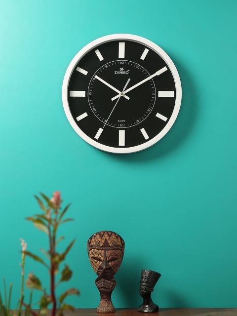 ZANIBO Black 30.5cm Round Solid Analogue Wall Clock