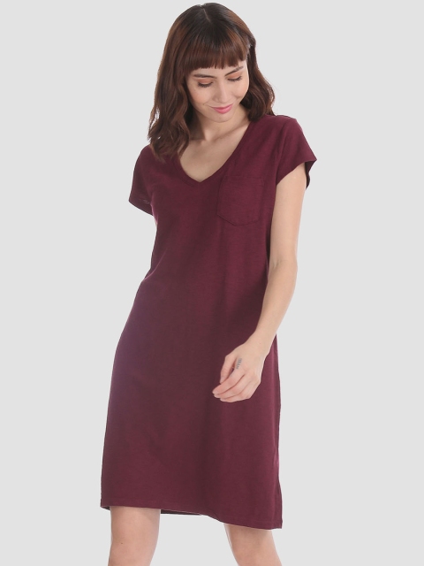 

GAP Women Maroon Solid T-shirt Dress