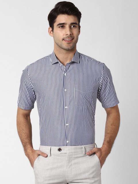 

Peter England Men Navy Blue & White Regular Fit Striped Formal Shirt