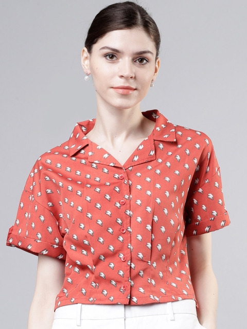 

Tokyo Talkies Women Red Printed Shirt Style Top