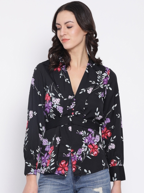 

Oxolloxo Women Black Printed Shirt Style Top