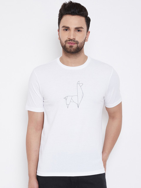 

KROSSSTITCH Men White Printed Round Neck T-shirt