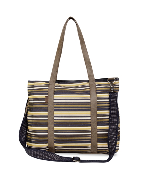 

FUKURO Navy Blue & Yellow Striped Shoulder Bag