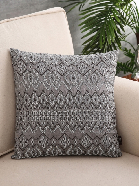 

Pure Home and Living Silver-Toned Single Geometric Square Cushion Cover