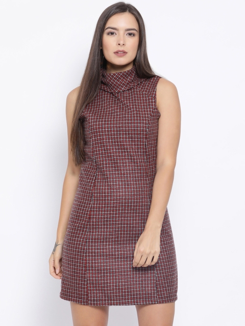 

Oxolloxo Women Red Checked Sheath Dress