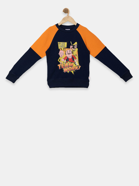 

Motu Patlu Boys Navy Blue & Yellow Printed Sweatshirt