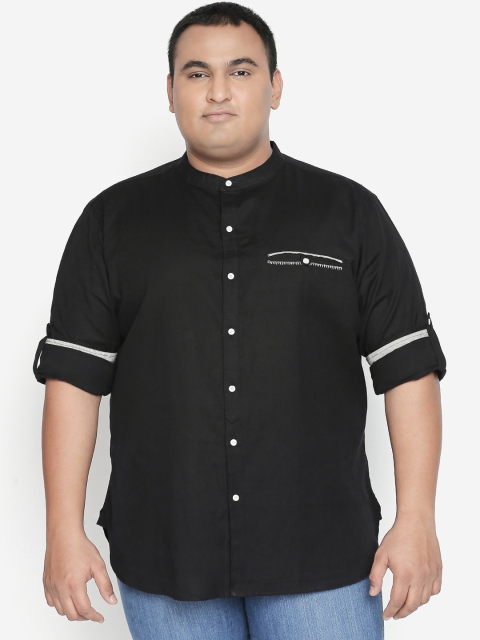 

Vivids India Men Black Comfort Regular Fit Cotton LinenSolid Casual Shirt