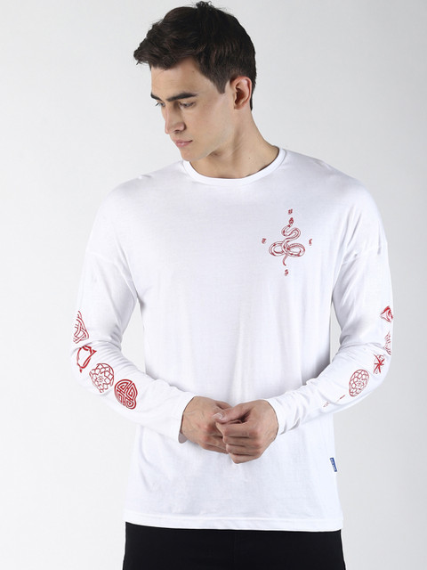 

Blue Saint Men White & Red Printed Round Neck T-shirt
