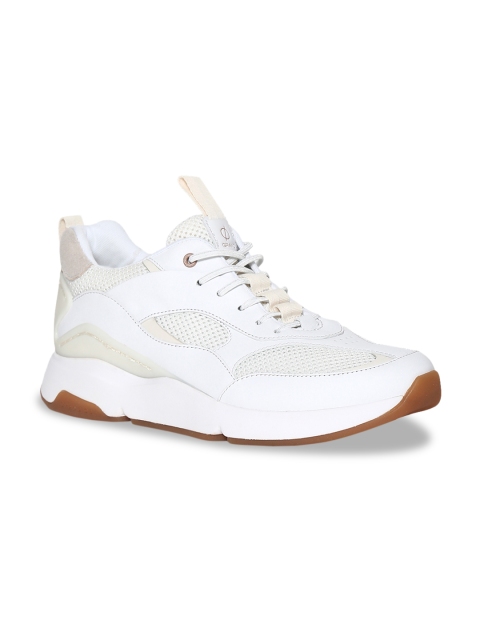 

Cole Haan Women White Woven Design Leather ZEROGRAND CITY TRAINER Mid-Top Sneakers
