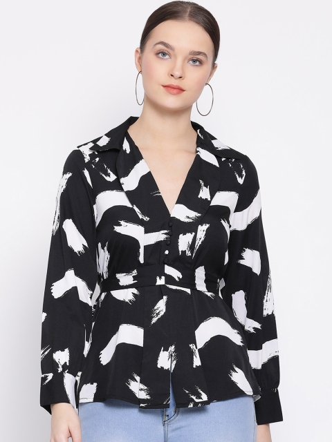 

Oxolloxo Women Black Printed Shirt Style Top