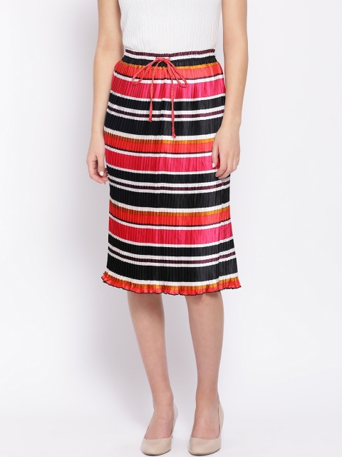 

Oxolloxo Women Multicoloured Striped A-Line Skirt, Multi